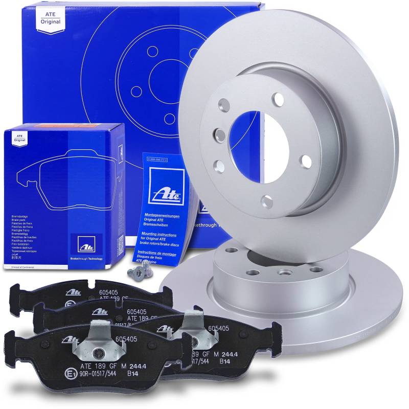 ATE Bremsenset Vorderachse inkl. Bremsscheiben vorne Ø 286 mm voll und Bremsbeläge vorne Kompatibel mit BMW 3er (E36) von ATE