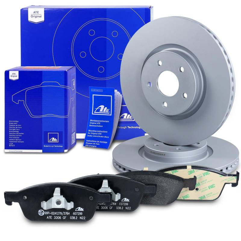 ATE Bremsenset Vorderachse inkl. Bremsscheiben vorne Ø 320 mm belüftet und Bremsbeläge vorne Kompatibel mit FORD FOCUS 3, FOCUS Mk3 Turnier, KUGA Mk2, TOURNEO CONNECT, TRANSIT CONNECT von ATE