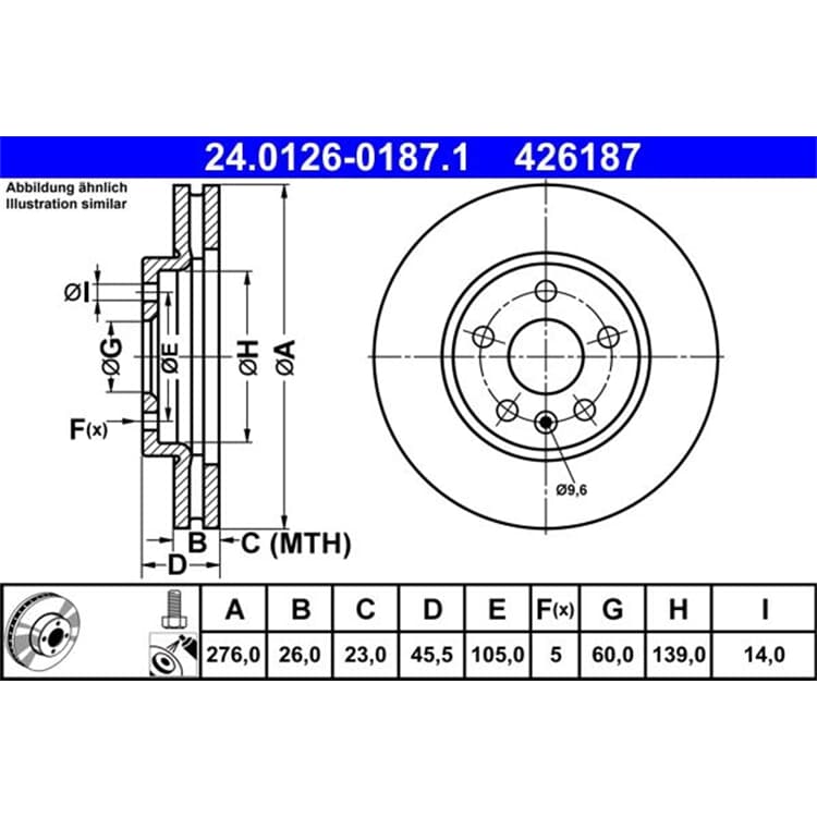 ATE Bremsscheibe vorne Opel Astra K von ATE