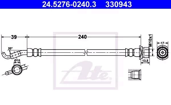 ATE Bremsschläuche TOYOTA 24.5276-0240.3 9094702E85 Bremsschlauch von ATE