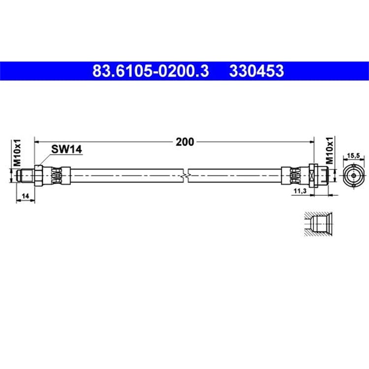 ATE Bremsschlauch hinten Audi A4 Avant B5 1.6-2.8 L von ATE