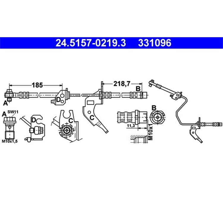 ATE Bremsschlauch hinten Opel Astra G Meriva Zafira von ATE