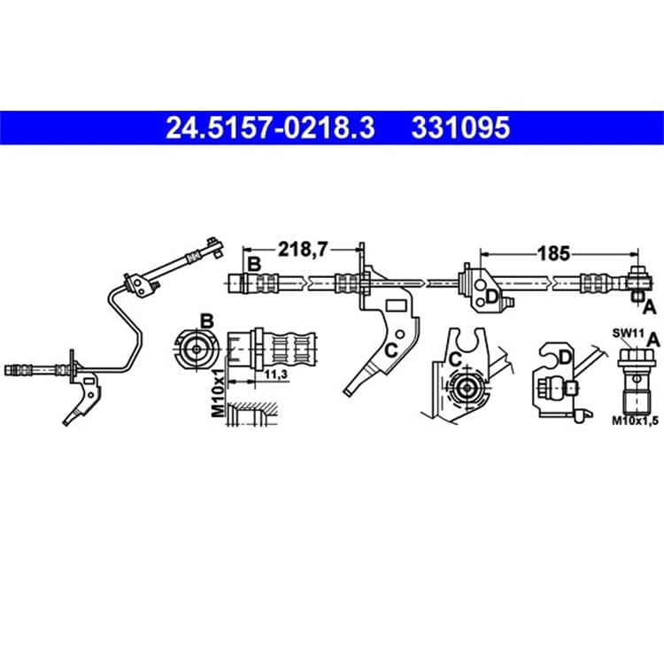 ATE Bremsschlauch hinten links Opel Astra G Meriva Zafira von ATE