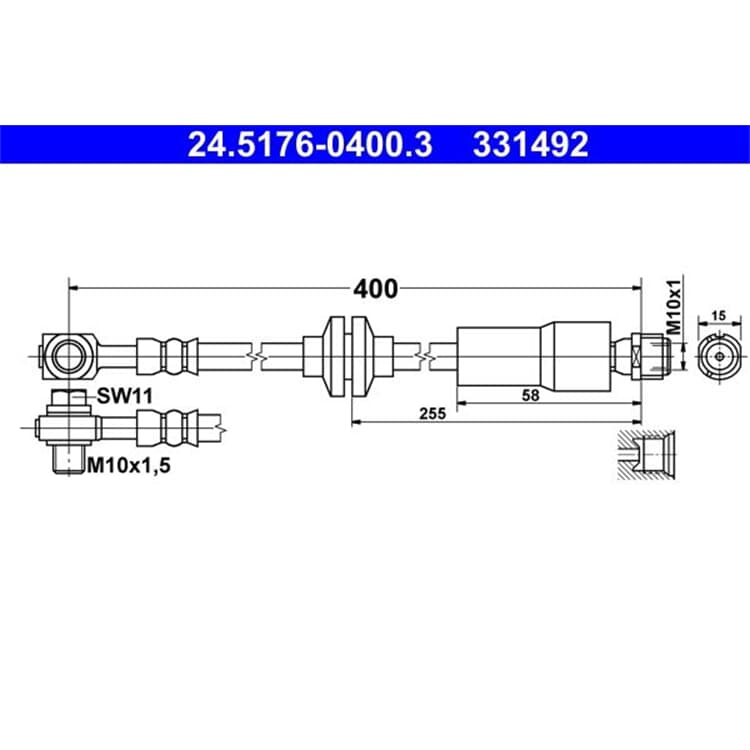 ATE Bremsschlauch vorne Chevrolet Cruze Orlando Volt Opel Ampera Astra von ATE