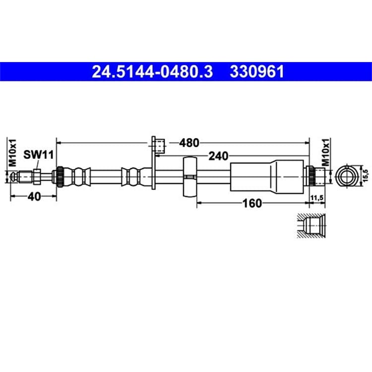 ATE Bremsschlauch vorne Citroen C3 Peugeot 207 von ATE