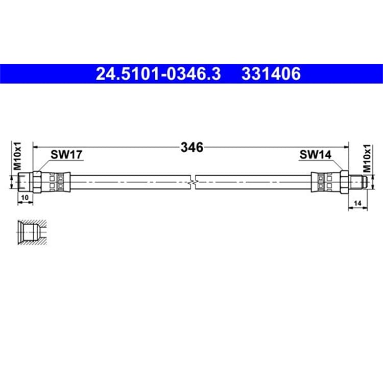 ATE Bremsschlauch vorne Mercedes 123 124 S-Klasse SL 190 von ATE