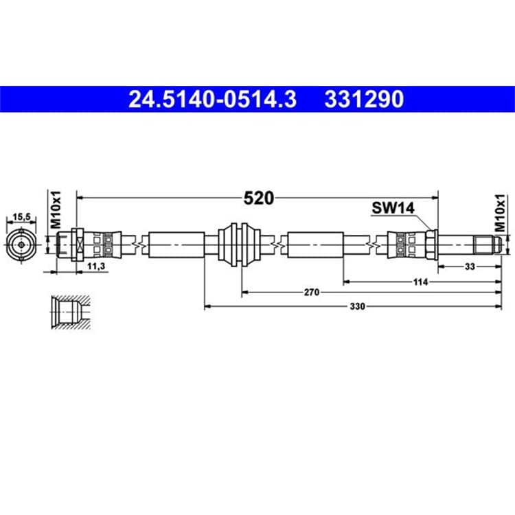 ATE Bremsschlauch vorne VW Multivan Transporter T5 T6 von ATE