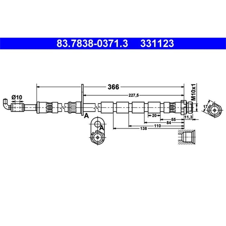 ATE Bremsschlauch vorne links Ford Fiesta 6 von ATE