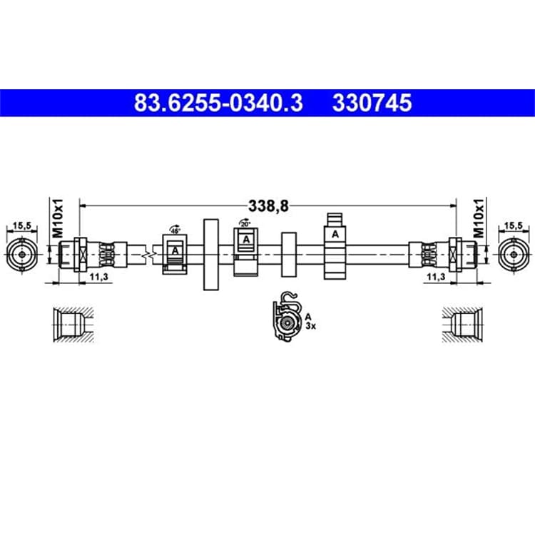 ATE Bremsschlauch vorne rechts VW Transporter T4 von ATE