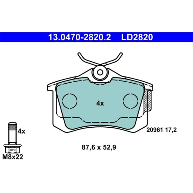 ATE Ceramic Bremsbel?ge hinten Audi A1 A3 A4 A6 A8 Seat Skoda VW von ATE