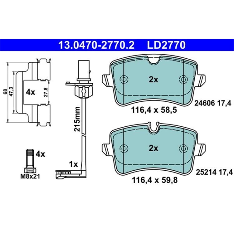 ATE Ceramic Bremsbel?ge hinten Audi A4 A5 A6 A7 Porsche Macan von ATE