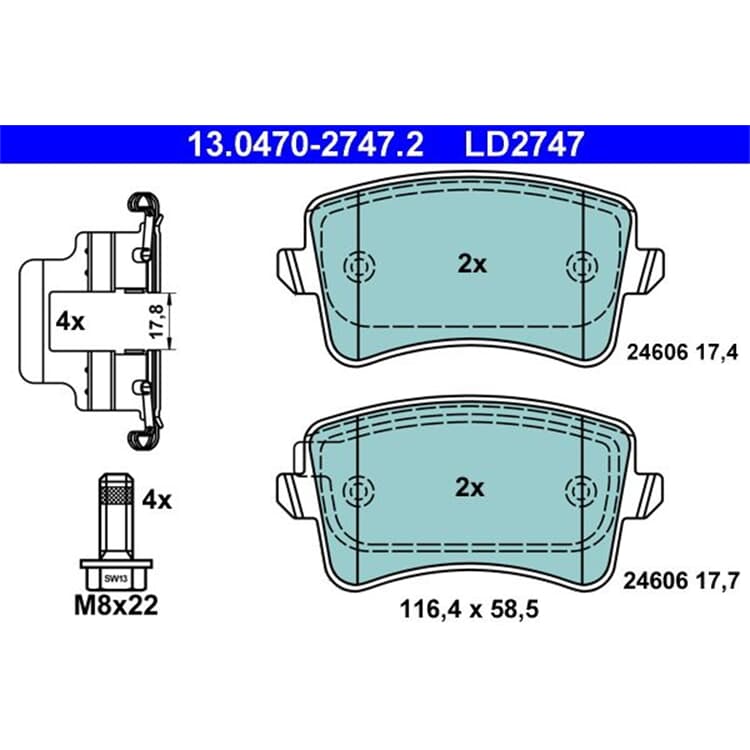 ATE Ceramic Bremsbel?ge hinten Audi A4 A5 Q5 von ATE