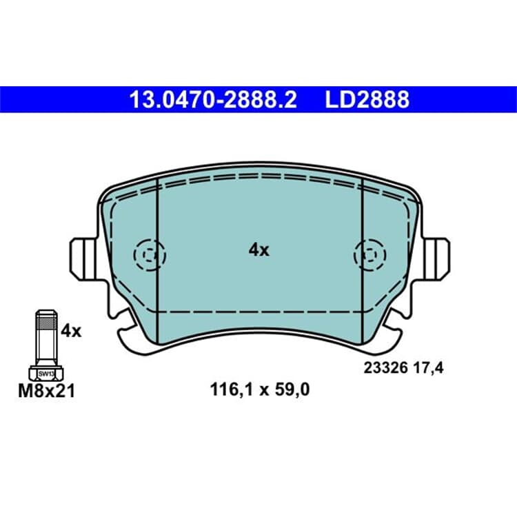 ATE Ceramic Bremsbel?ge hinten Audi A4 A6 von ATE