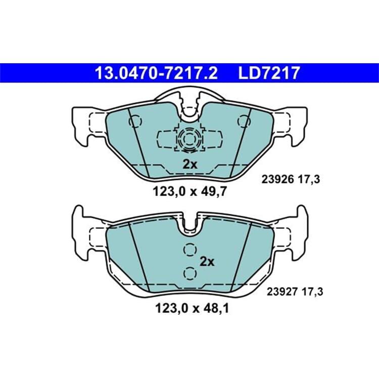 ATE Ceramic Bremsbel?ge hinten BMW 1 3 X1 von ATE