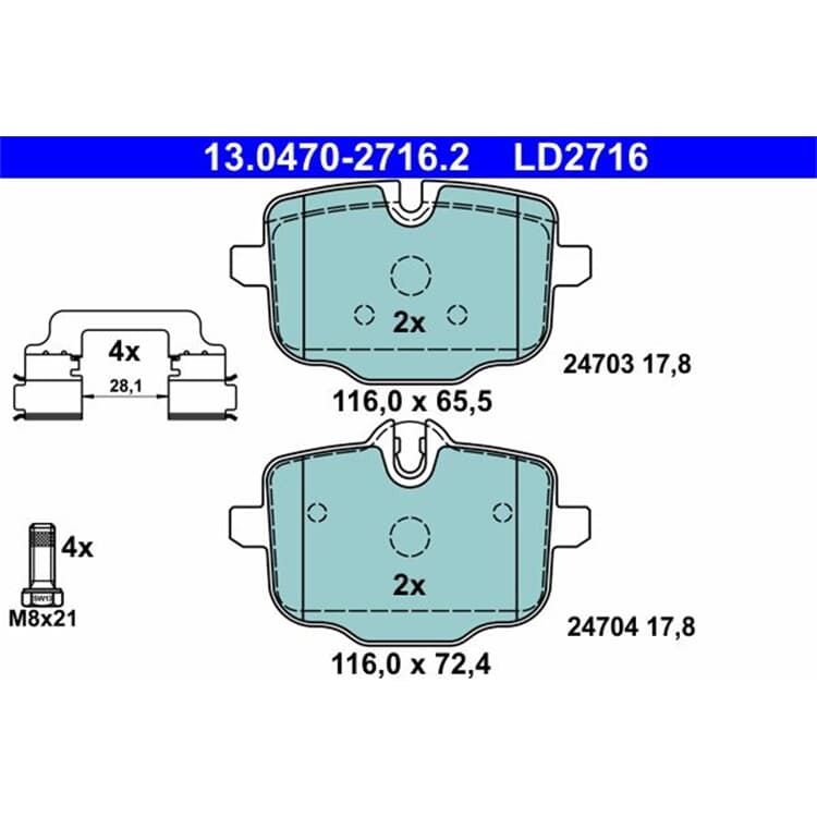 ATE Ceramic Bremsbel?ge hinten BMW 5er 6er 7er X3 X4 Mini von ATE