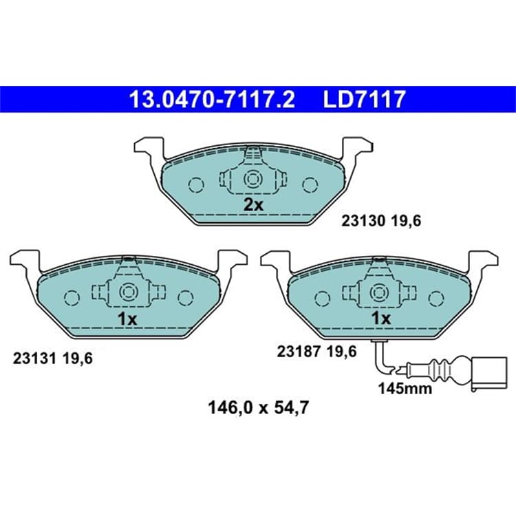 ATE Ceramic Bremsbel?ge vorne Audi A2 A3 Seat Altea Skoda VW von ATE