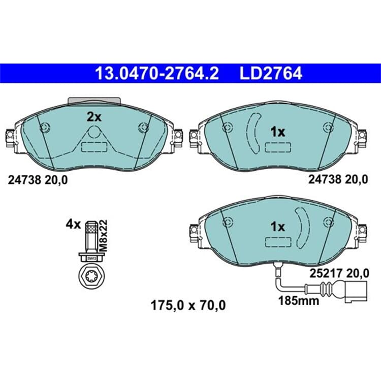 ATE Ceramic Bremsbel?ge vorne Audi Seat Alhambra Skoda VW von ATE