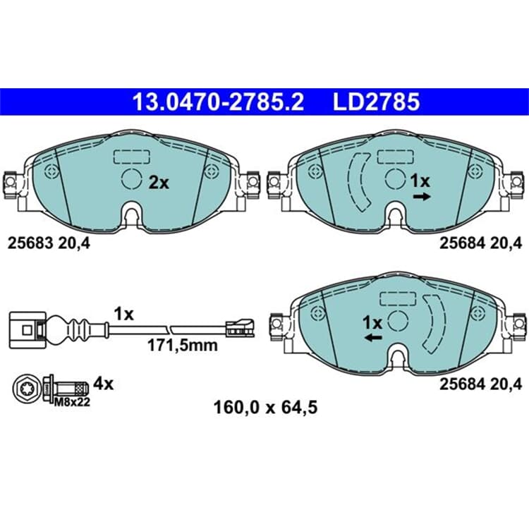 ATE Ceramic Bremsbel?ge vorne Audi Seat Skoda VW Golf VII Passat von ATE