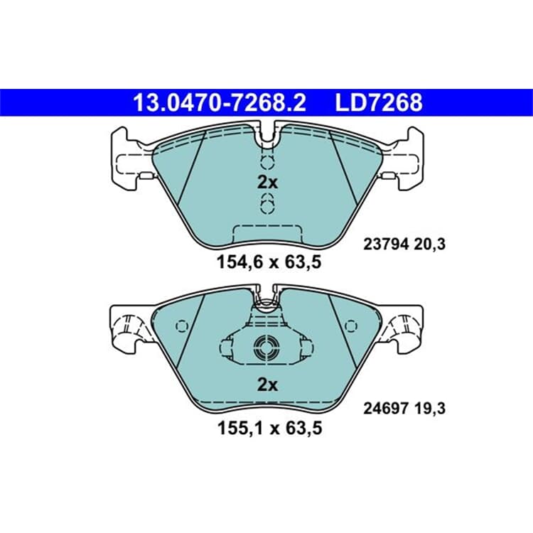 ATE Ceramic Bremsbel?ge vorne BMW 5er F10 F11 Touring 518d - 523i von ATE