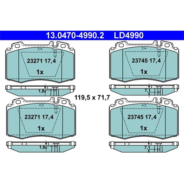 ATE Ceramic Bremsbel?ge vorne Mercedes C-Klasse Clk Cls E-Klasse S-Klasse Sl Slk von ATE