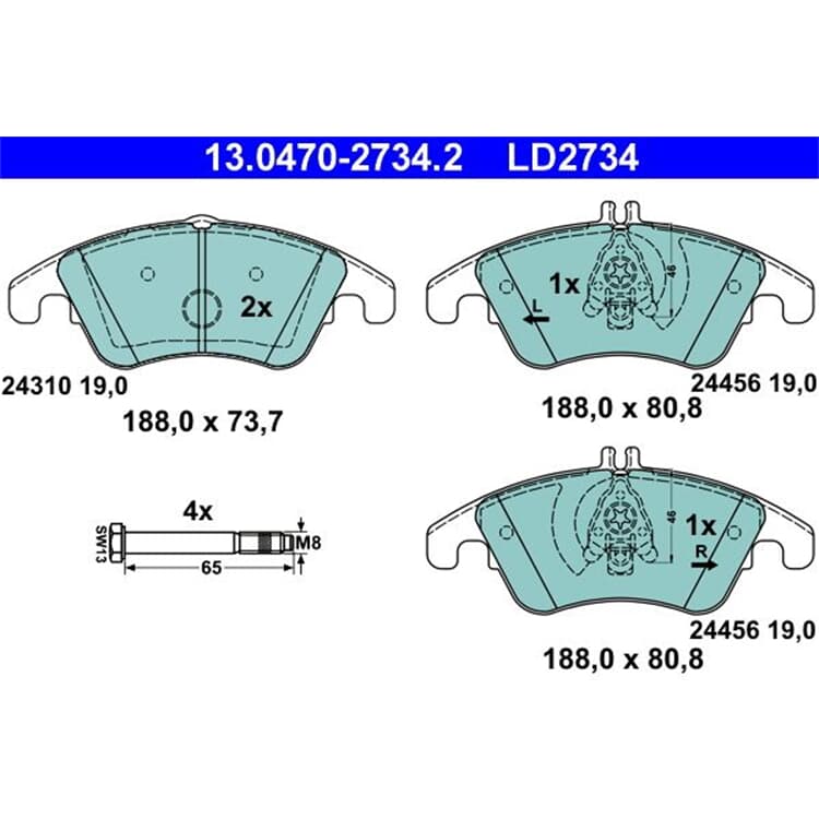 ATE Ceramic Bremsbel?ge vorne Mercedes C-Klasse Cls E-Klasse Slc Slk von ATE