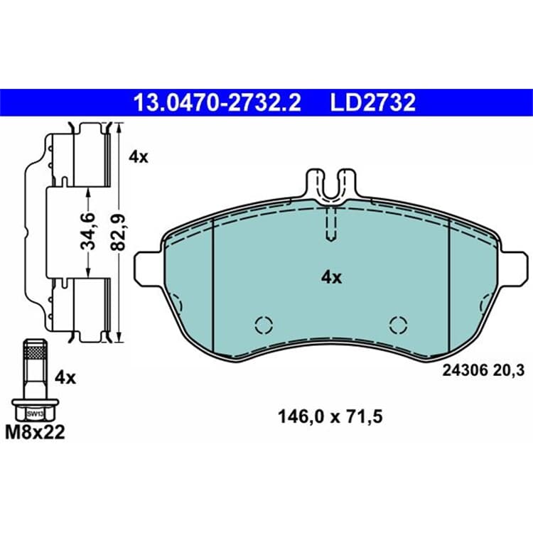 ATE Ceramic Bremsbel?ge vorne Mercedes C-Klasse E-Klasse Slc Slk von ATE