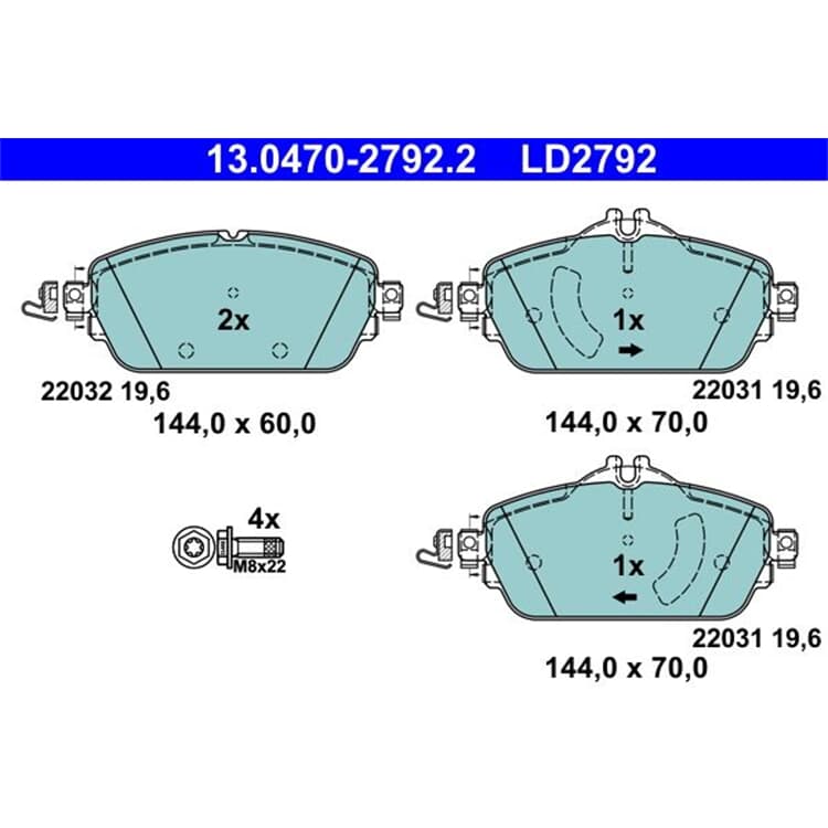 ATE Ceramic Bremsbel?ge vorne Mercedes C-Klasse W205 E-Klasse von ATE