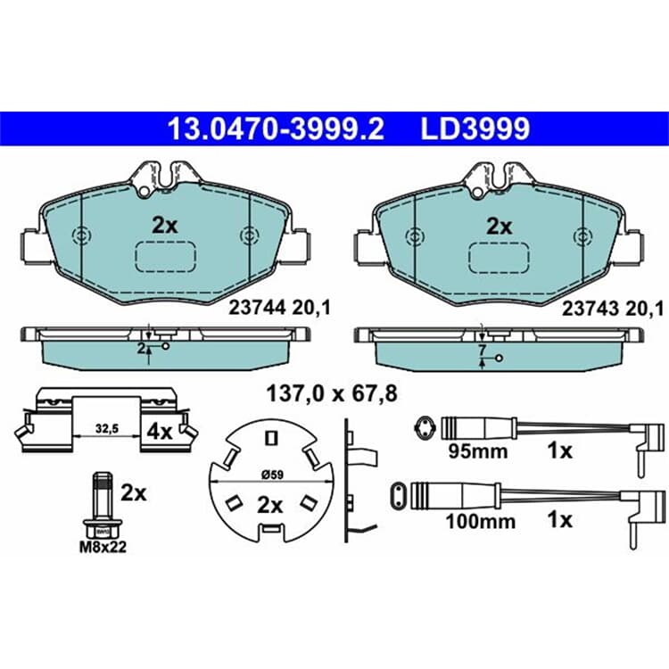 ATE Ceramic Bremsbel?ge vorne Mercedes E-Klasse W211 von ATE