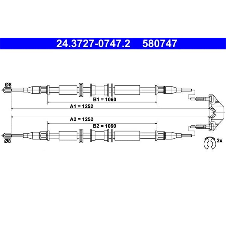 ATE Handbremsseil hinten Opel Astra H von ATE