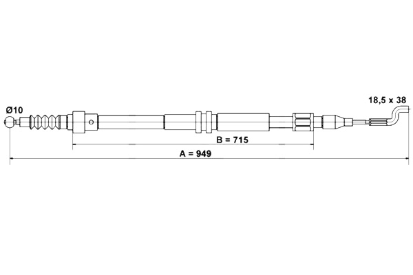 ATE Handbremsseil VW 24.3727-0157.2 7D0609701 Bremsseil,Seilzug Feststellbremse von ATE