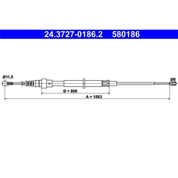 ATE Handbremsseil hinten L?nge 1563 VW Touran 1T1 1T2 1T3 von ATE