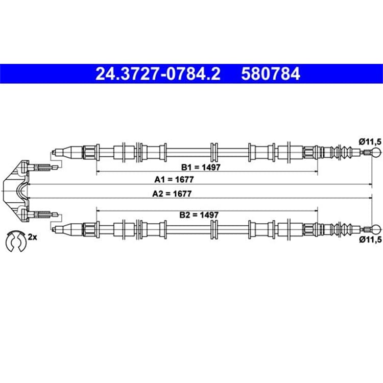 ATE Handbremsseil hinten L?nge 1677 Opel Zafira A F75 von ATE