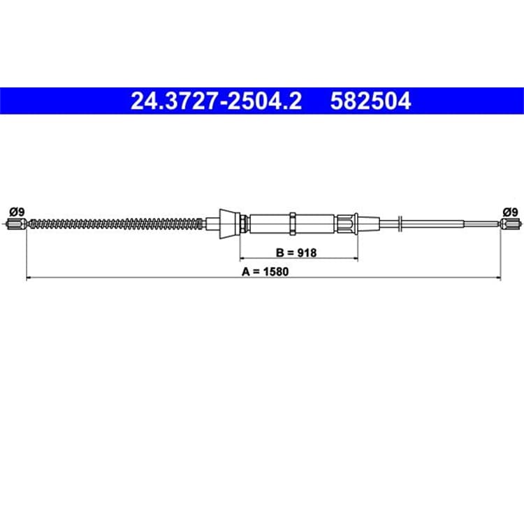 ATE Handbremsseil hinten L?nge: 1580 Seat Cordoba Ibiza Skoda Fabia VW Polo von ATE