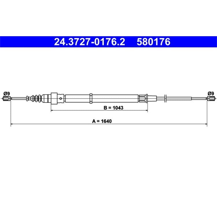 ATE Handbremsseil hinten L?nge: 1640 Seat Cordoba Ibiza Skoda Fabia VW Polo von ATE