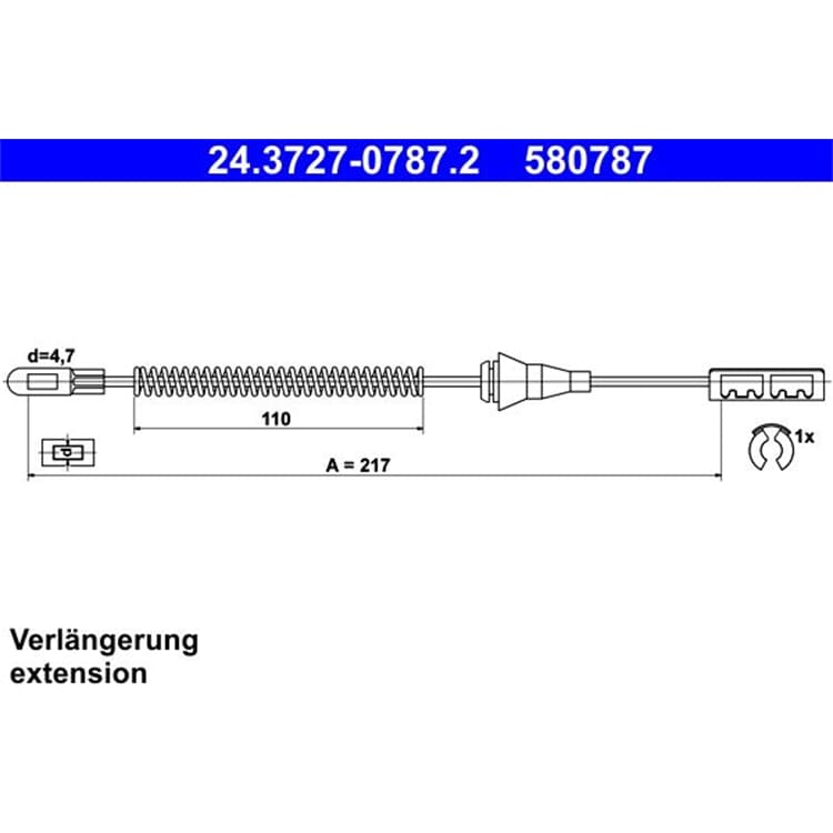 ATE Handbremsseil hinten Opel Corsa C von ATE