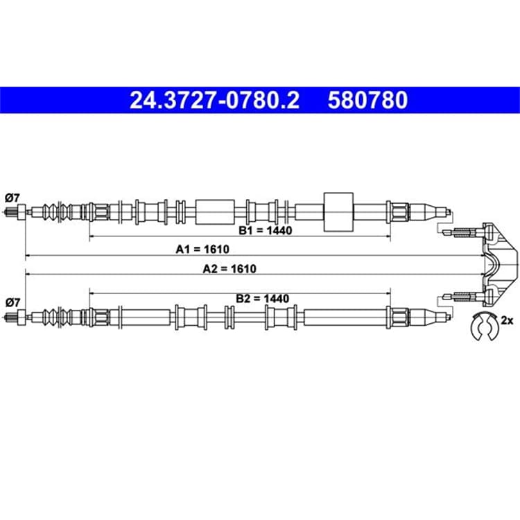 ATE Handbremsseil hinten Opel Meriva von ATE