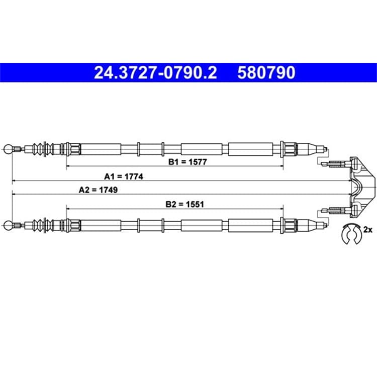 ATE Handbremsseil hinten Opel Zafira B von ATE