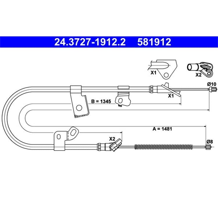 ATE Handbremsseil hinten Toyota Yaris von ATE