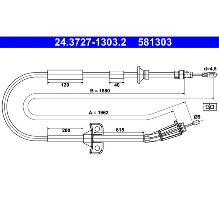 ATE Handbremsseil hinten Volvo V70 von ATE