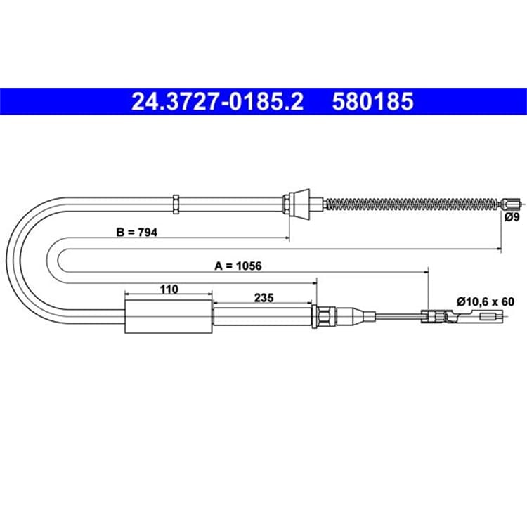 ATE Handbremsseil hinten links Audi A2 von ATE