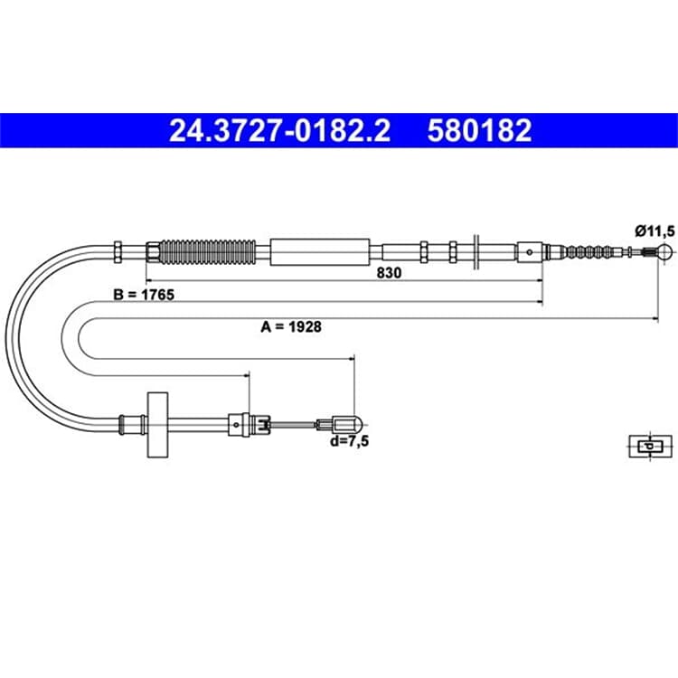 ATE Handbremsseil hinten links Audi A4 8E von ATE