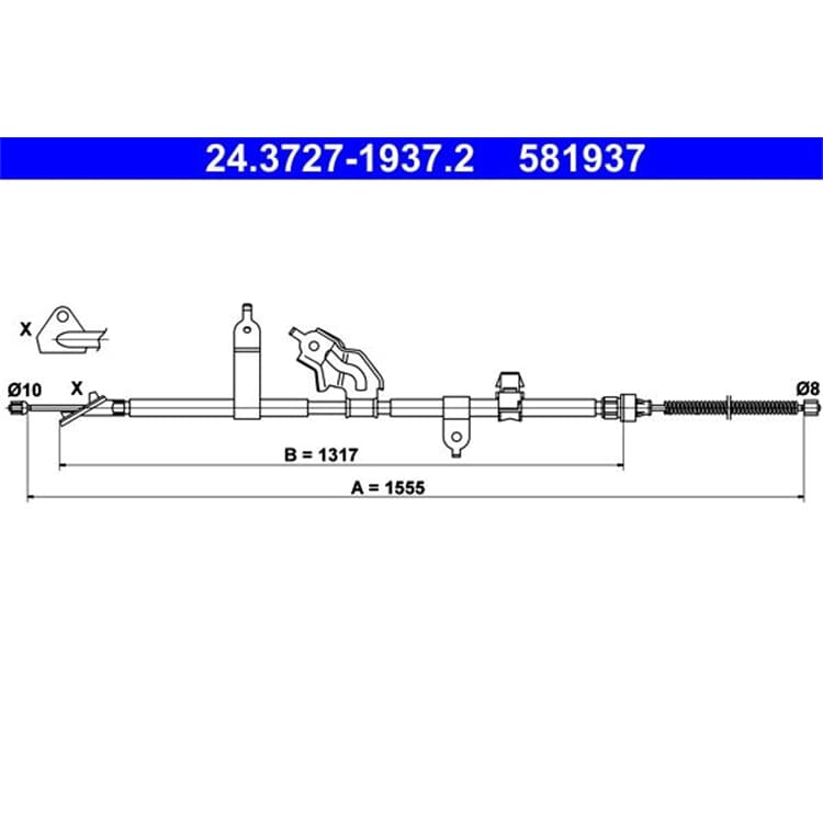 ATE Handbremsseil hinten links Daihatsu Charade Toyota Yaris von ATE