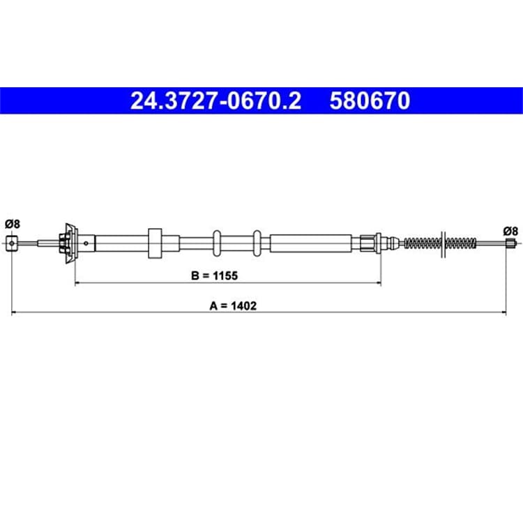 ATE Handbremsseil hinten links Ford Ka von ATE