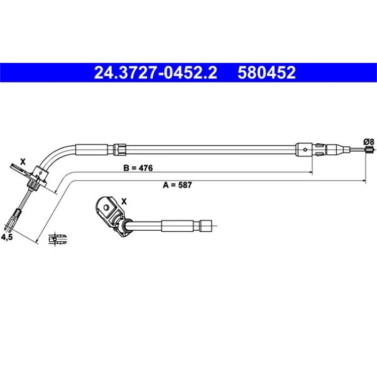 ATE Handbremsseil hinten links Mercedes A-Klasse B-Klasse von ATE