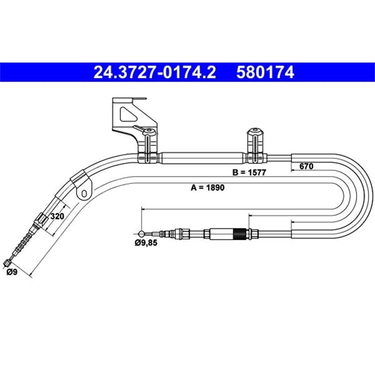 ATE Handbremsseil hinten links VW Passat 3B von ATE