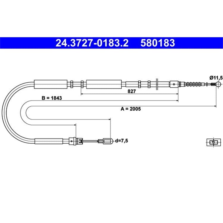 ATE Handbremsseil hinten rechts Audi A4 8E von ATE