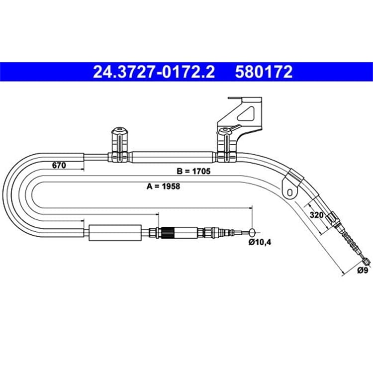 ATE Handbremsseil hinten rechts Audi A6 4B von ATE