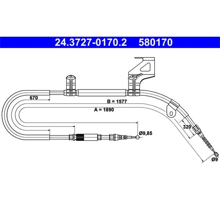 ATE Handbremsseil hinten rechts VW Passat 3B von ATE