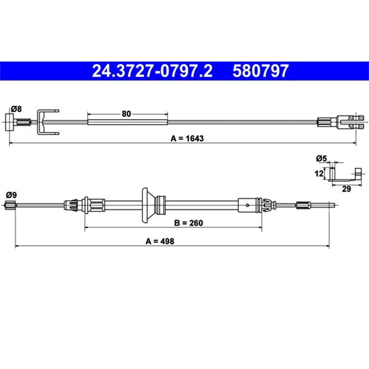 ATE Handbremsseil vorne mitte Nissan Primastar Opel Vivaro Renault Trafic von ATE