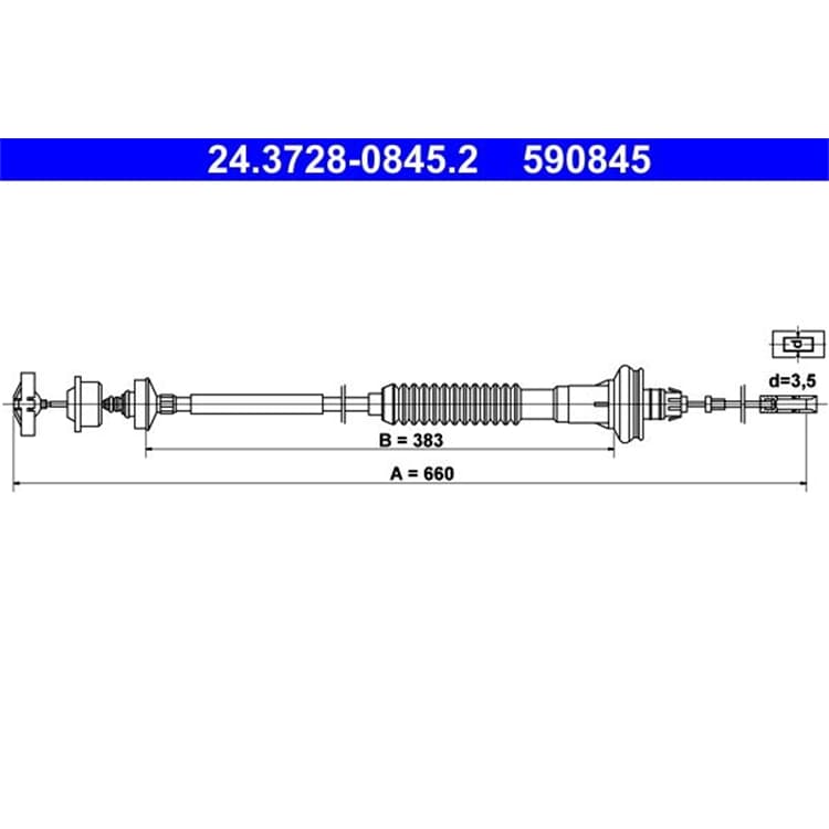 ATE Kupplungsseil Peugeot 206 CC SW 1.1-1.6 16V von ATE